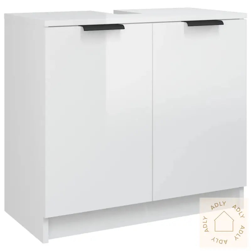 Baderomsskap Høyglans Hvit 64,5X33,5X59 Cm Konstruert Tre