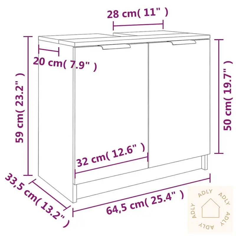 Baderomsskap Betonggrå 64,5X33,5X59 Cm Konstruert Tre