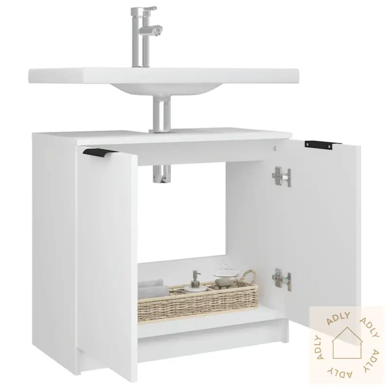 Baderomsskap Hvit 64,5X33,5X59 Cm Konstruert Tre