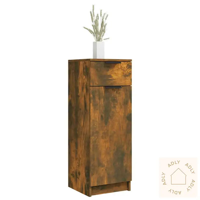 Baderomsskap Røkt Eik 32X34X90 Cm Konstruert Tre