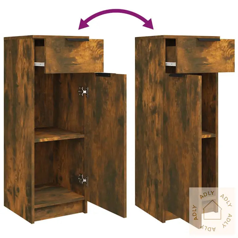 Baderomsskap Røkt Eik 32X34X90 Cm Konstruert Tre