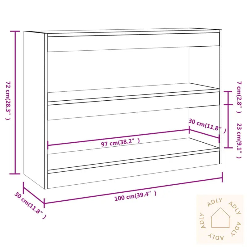 Bokhylle/Romdeler Betonggrå 100X30X72 Cm