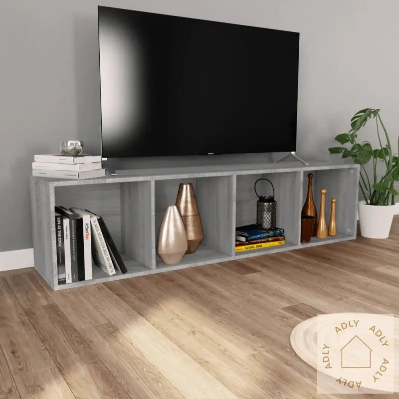 Bokhylle/Tv-Benk Grå Sonoma 36X30X143 Cm Konstruert Tre