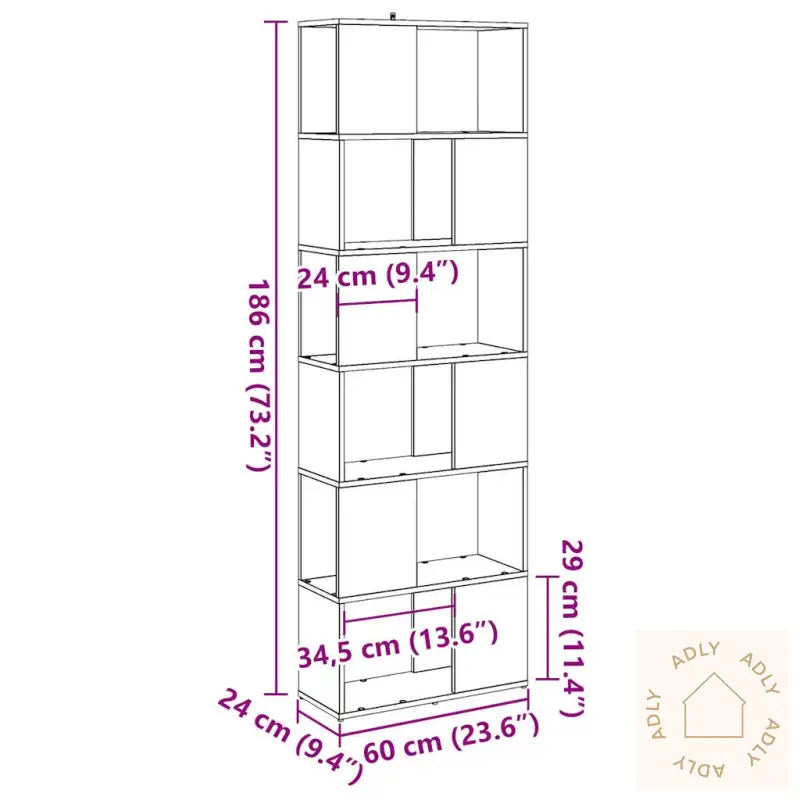 Bokhylle/Romdeler Gammelt Tre 60X24X186 Cm