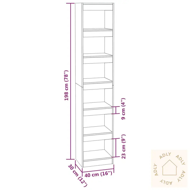 Bokhylle/Romdeler Svart 40X30X198 Cm