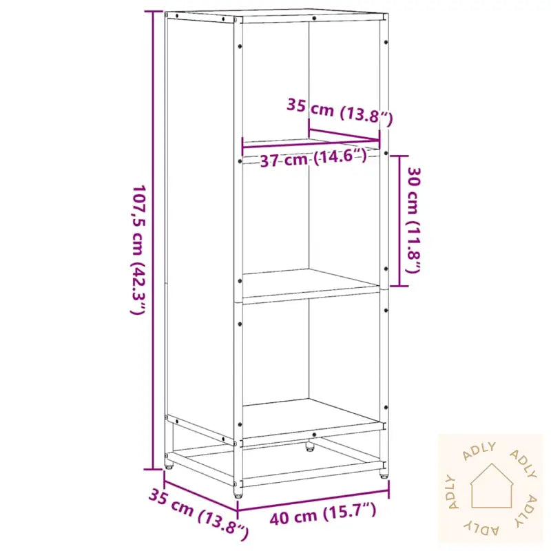 Bokhylle Brun Eik 40X35X107,5 Cm Konstruert Tre