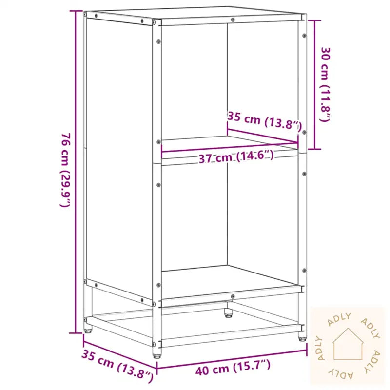 Bokhylle Brun Eik 40X35X76 Cm Konstruert Tre