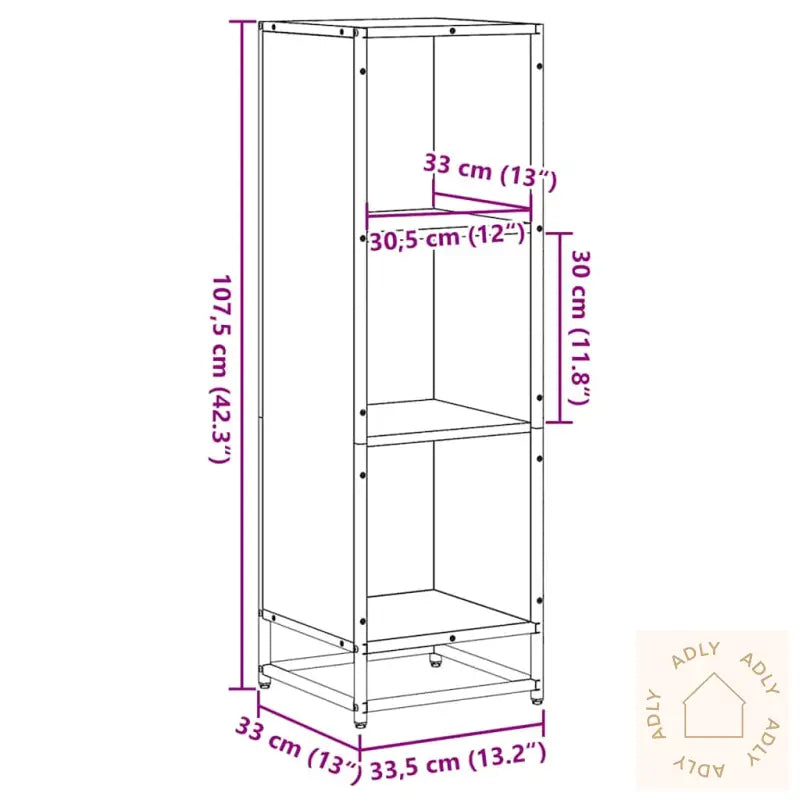 Bokhylle Brun Eik 33,5X33X107,5 Cm Konstruert Tre