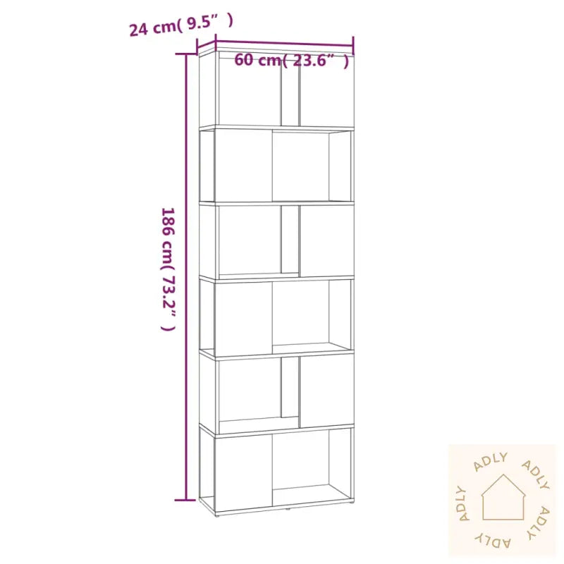 Bokhylle/Romdeler Brun Eik 60X24X186 Cm