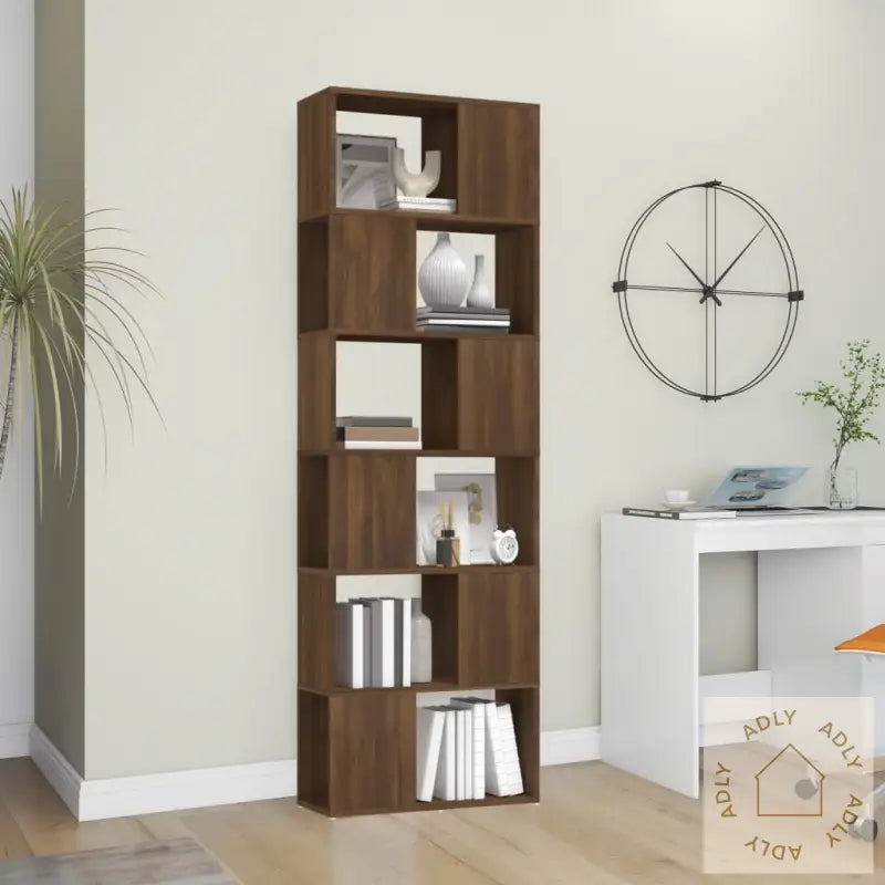 Bokhylle/Romdeler Brun Eik 60X24X186 Cm