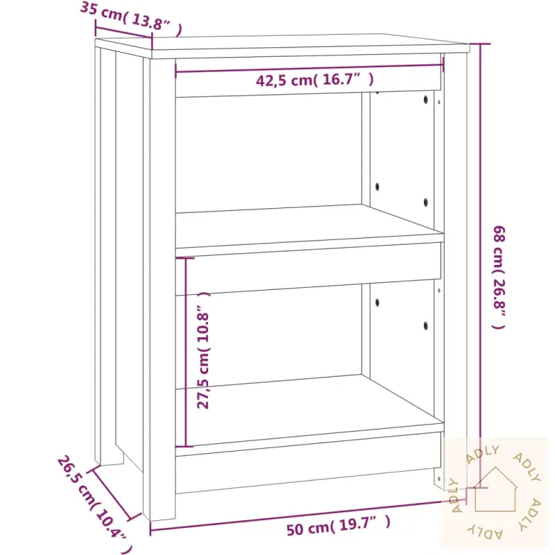 Bokhylle Svart 50X35X68 Cm Heltre Furu