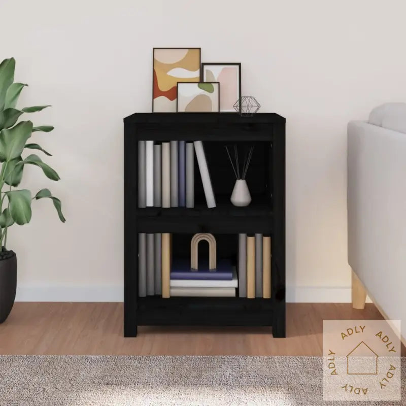Bokhylle Svart 50X35X68 Cm Heltre Furu