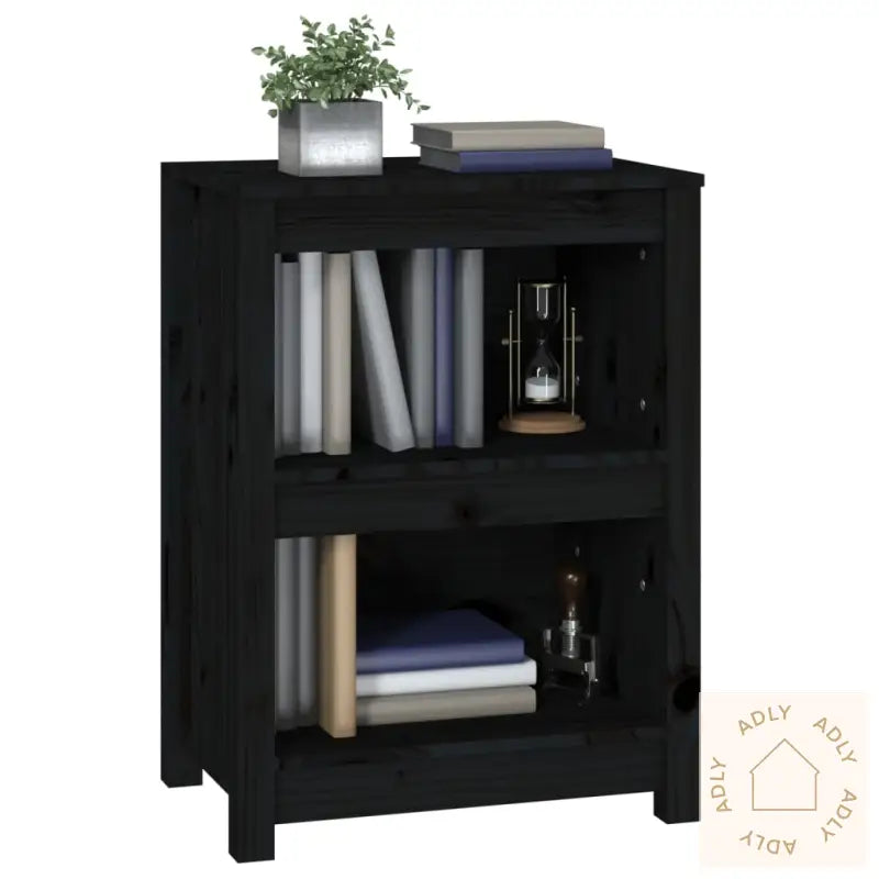 Bokhylle Svart 50X35X68 Cm Heltre Furu