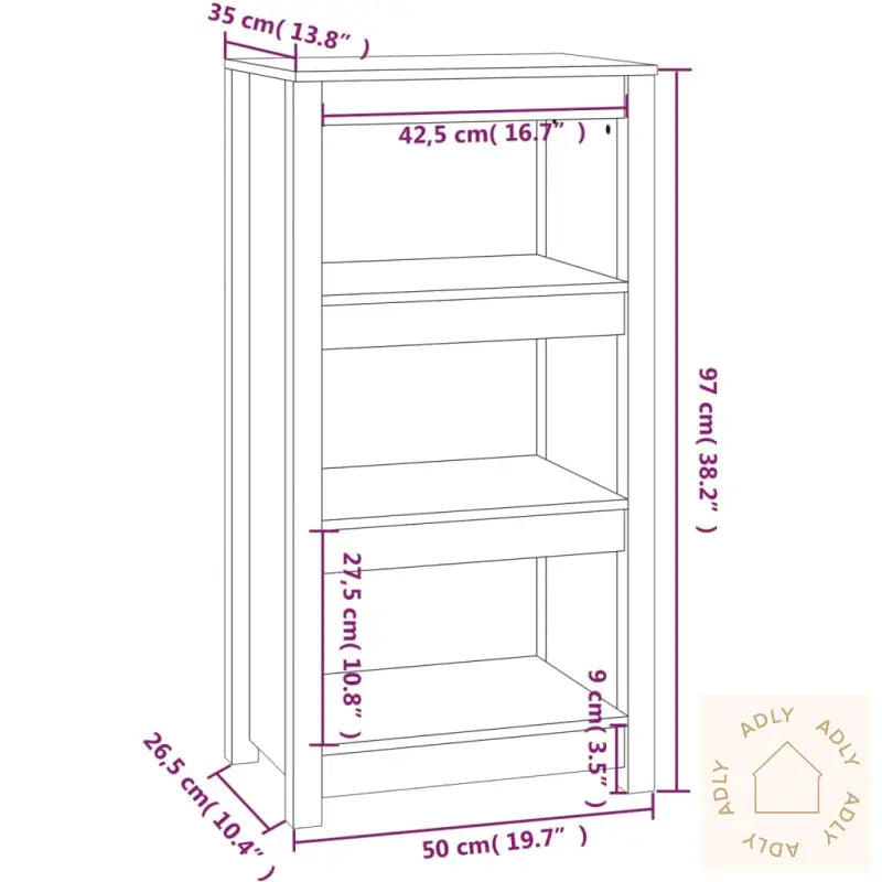 Bokhylle Honningbrun 50X35X97 Cm Heltre Furu