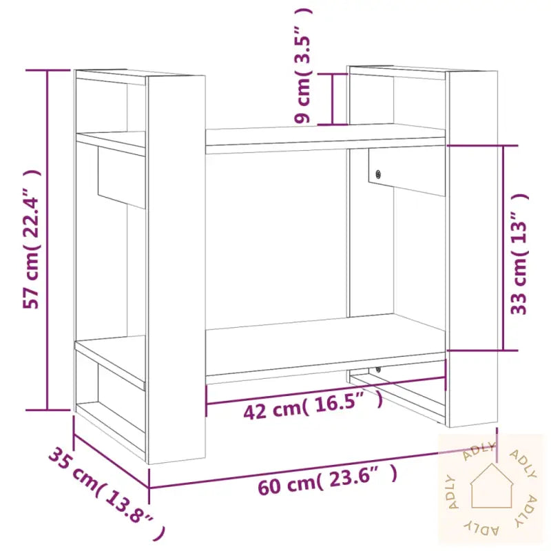 Bokhylle/Romdeler Hvit 60X35X57 Cm Heltre Furu