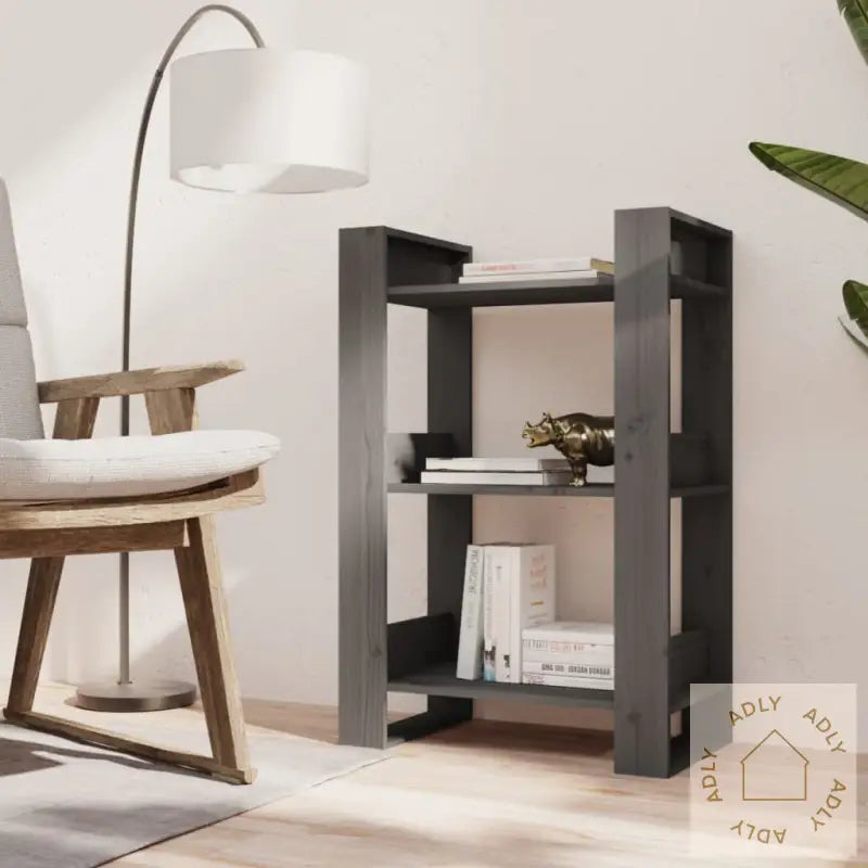 Bokhylle/Romdeler Grå 60X35X91 Cm Heltre Furu