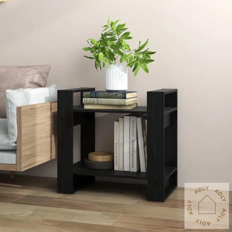 Bokhylle/Romdeler Svart 60X35X57 Cm Heltre Furu