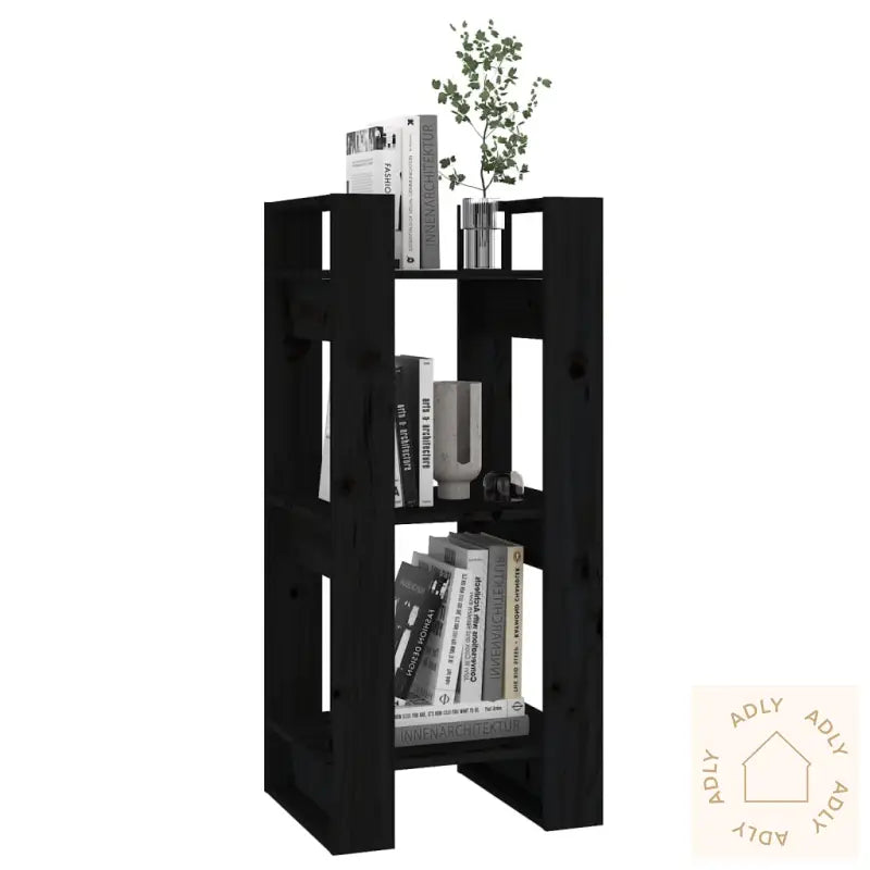 Bokhylle/Romdeler Svart 41X35X91 Cm Heltre Furu