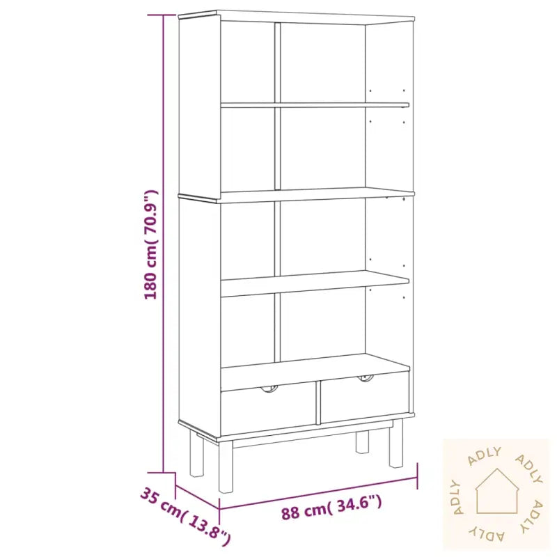 Bokhylle Otta Med 2 Skuffer Brun Heltre Furu