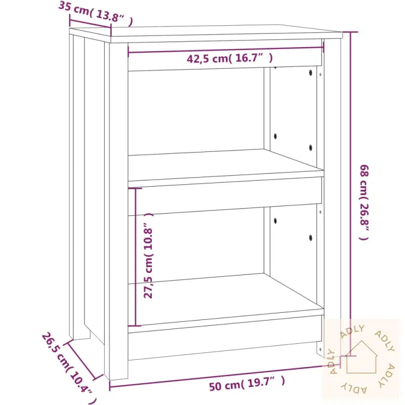 Bokhylle Honningbrun 50X35X68 Cm Heltre Furu