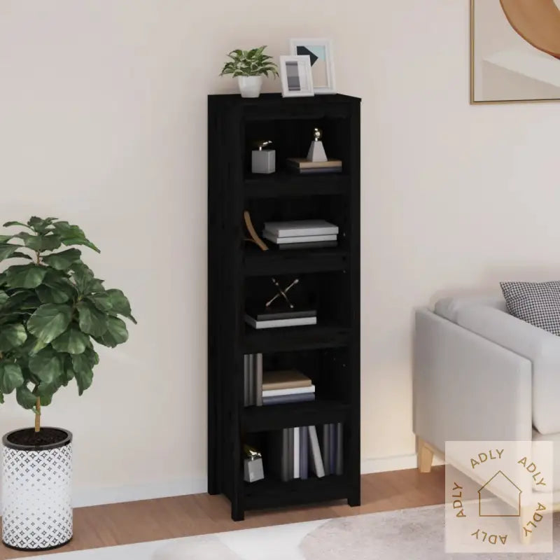 Bokhylle Svart 50X35X154 Cm Heltre Furu
