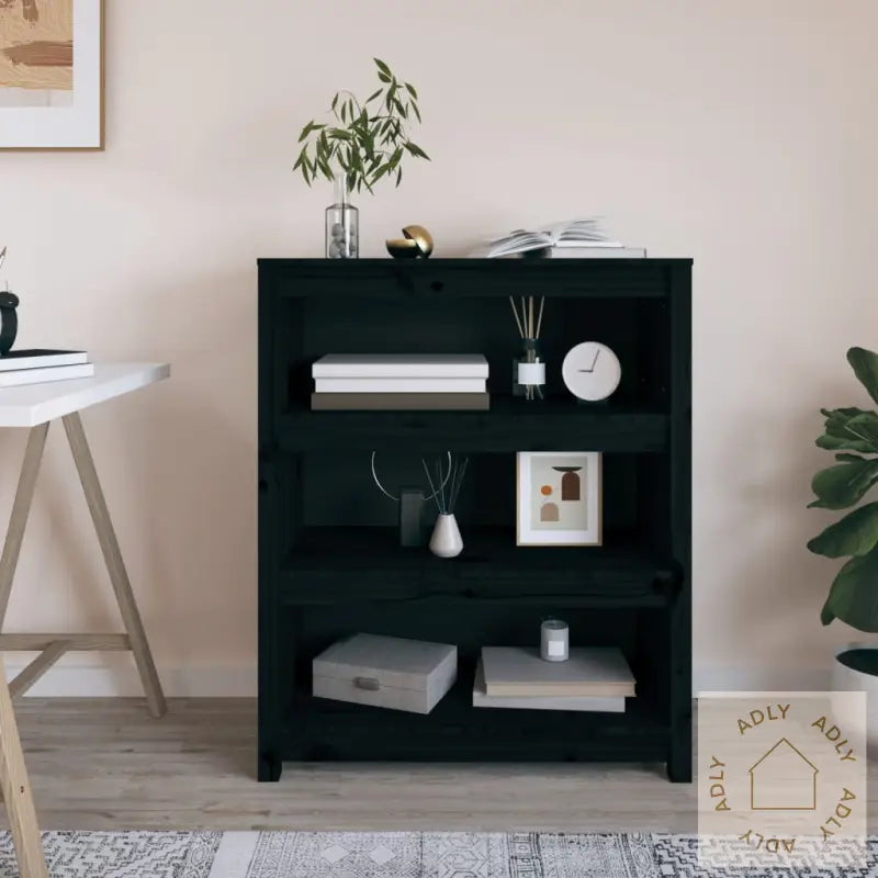 Bokhylle Svart 80X35X97 Cm Heltre Furu