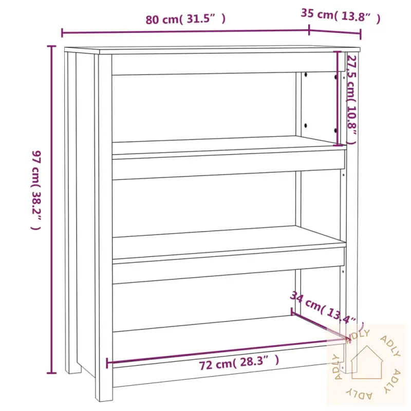 Bokhylle 80X35X97 Cm Heltre Furu
