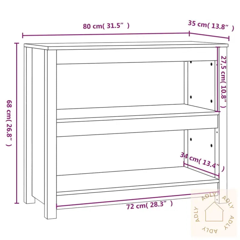 Bokhylle Svart 80X35X68 Cm Heltre Furu