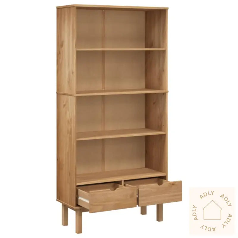 Bokhylle Otta Med 2 Skuffer Brun Heltre Furu