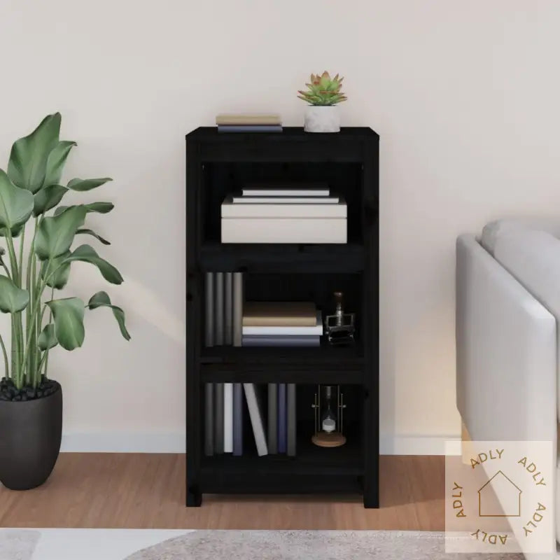 Bokhylle Svart 50X35X97 Cm Heltre Furu