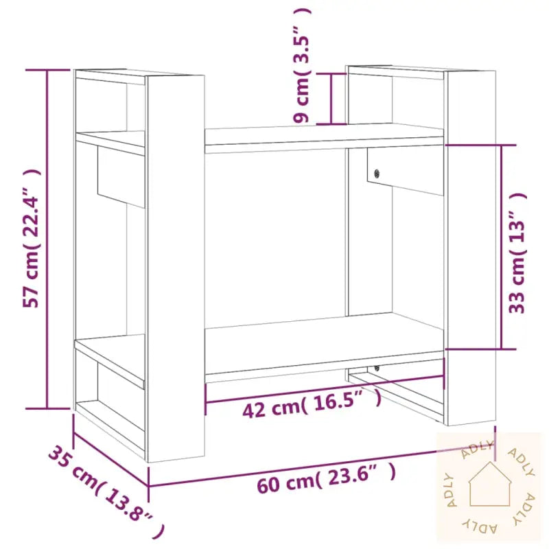 Bokhylle/Romdeler Svart 60X35X57 Cm Heltre Furu