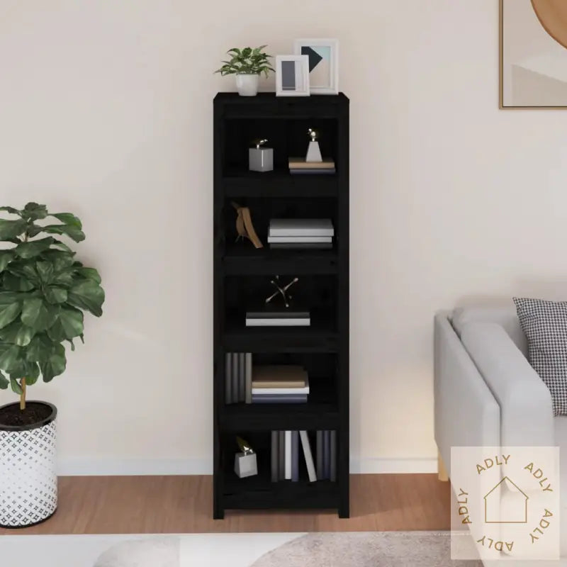 Bokhylle Svart 50X35X154 Cm Heltre Furu