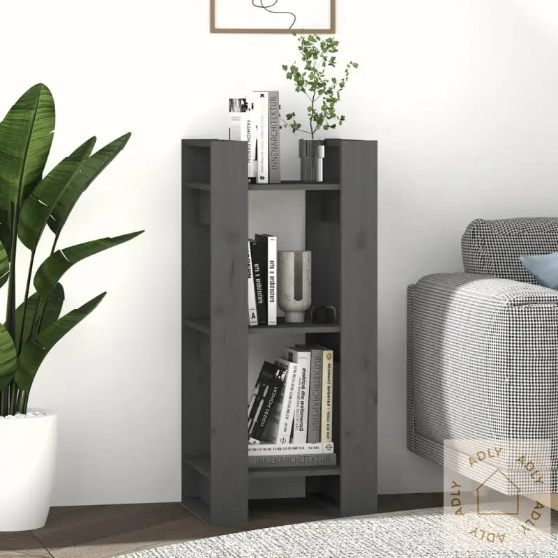 Bokhylle/Romdeler Grå 41X35X91 Cm Heltre Furu