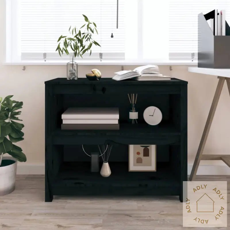 Bokhylle Svart 80X35X68 Cm Heltre Furu