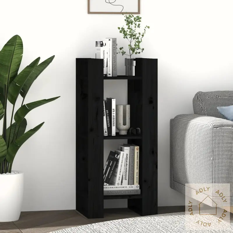 Bokhylle/Romdeler Svart 41X35X91 Cm Heltre Furu