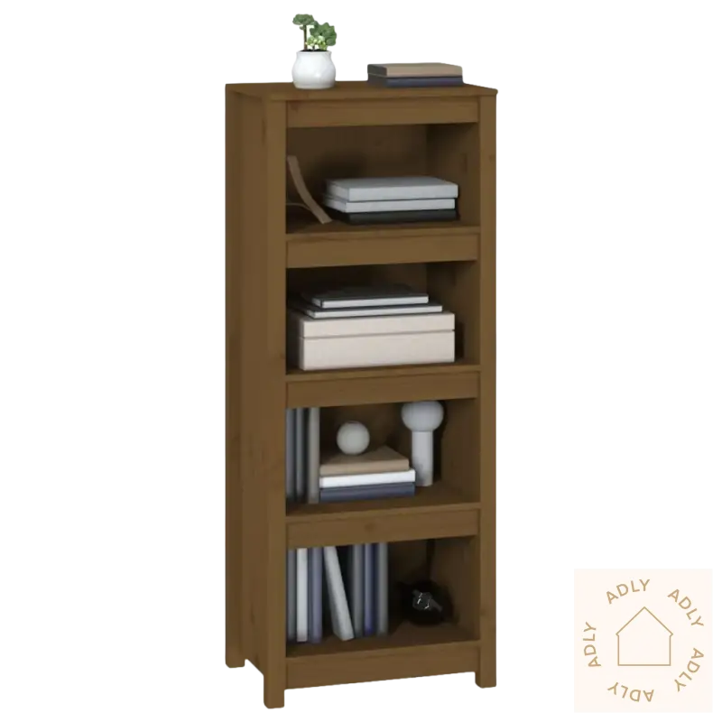 Brown heltre furu klassisk bokhylle med fem hyller for moderne hjem
