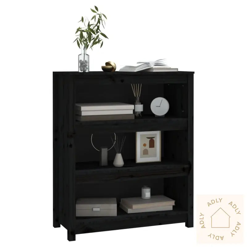 Bokhylle Svart 80X35X97 Cm Heltre Furu