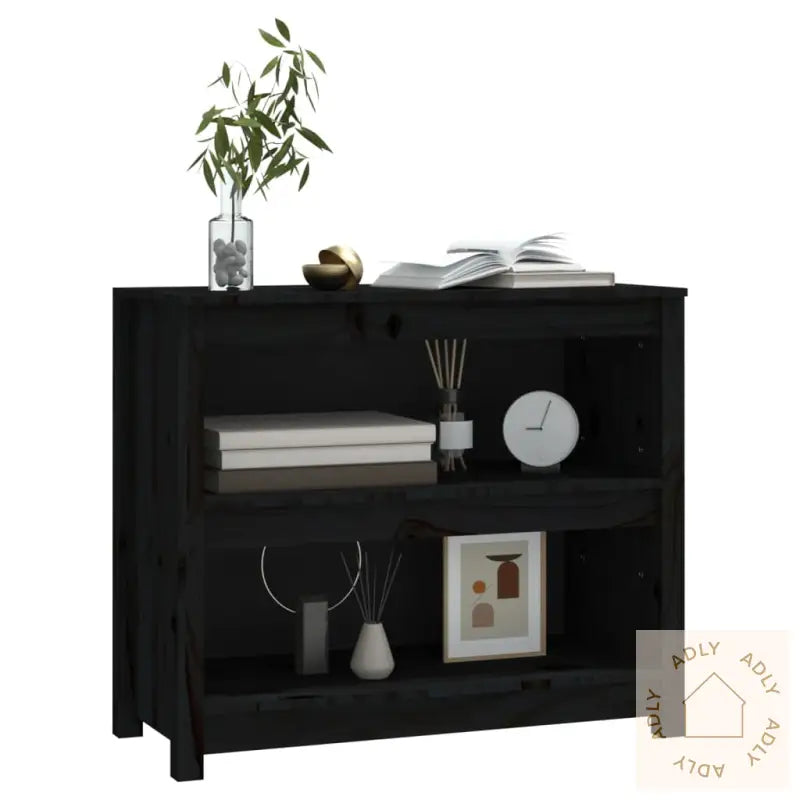 Bokhylle Svart 80X35X68 Cm Heltre Furu