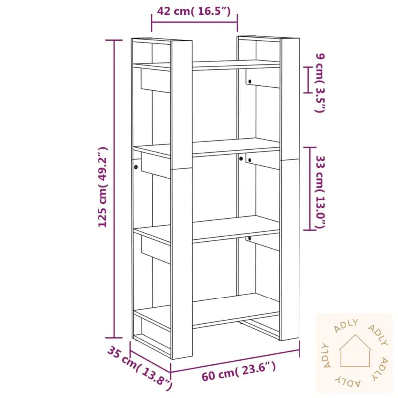 Bokhylle/Romdeler Hvit 60X35X125 Cm Heltre