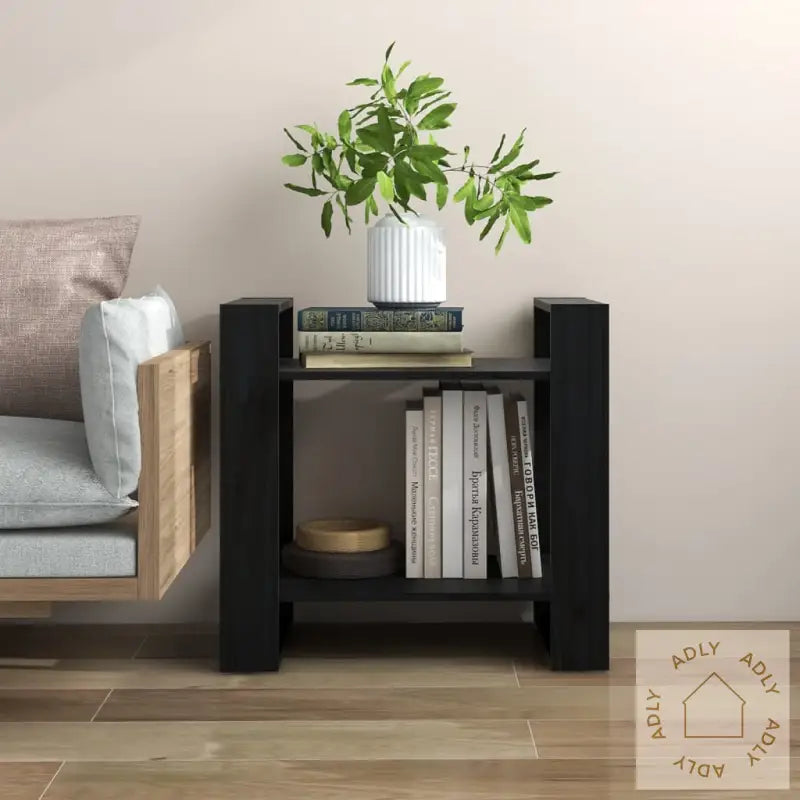 Bokhylle/Romdeler Svart 60X35X57 Cm Heltre Furu
