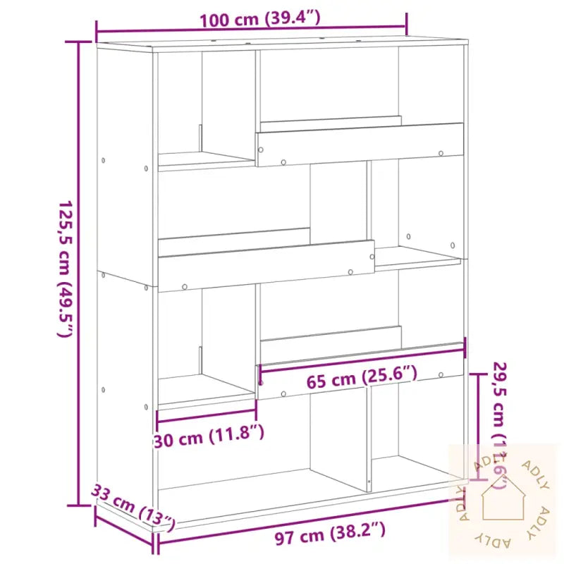 Bokhylle Grå Sonoma 100X33X125,5 Cm Konstruert Tre