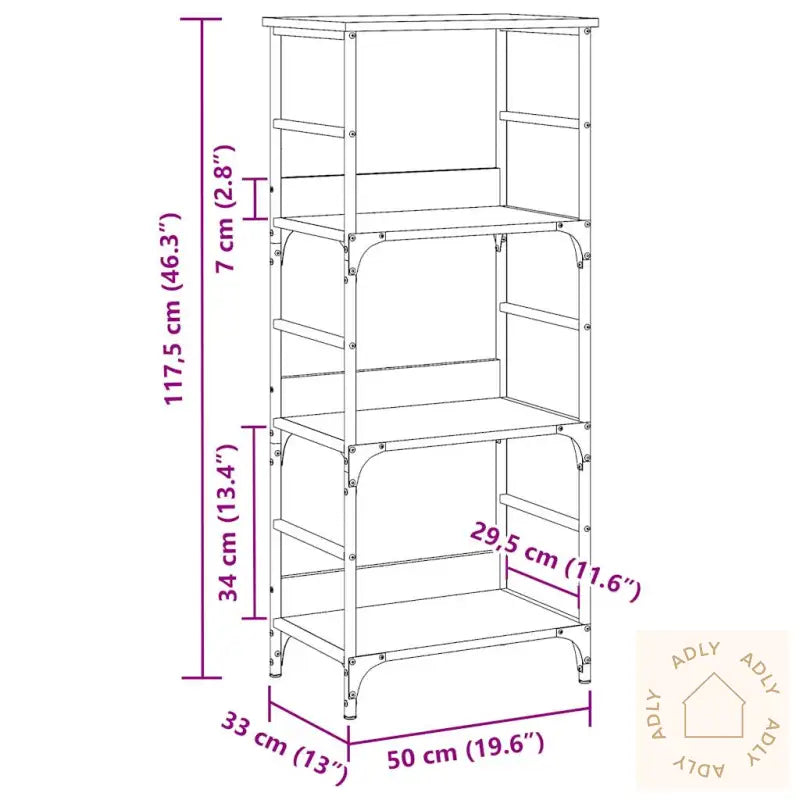 Bokhylle Gammelt Tre 50X33X117,5 Cm Konstruert Tre