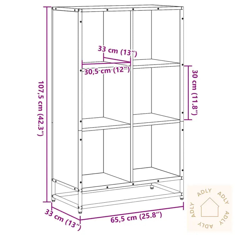 Bokhylle Sonoma Eik 65,5X33X107,5 Cm Konstruert Tre
