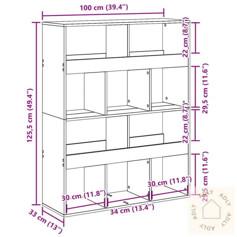 Bokhylle Sonoma Eik 100X33X125,5 Cm Konstruert Tre