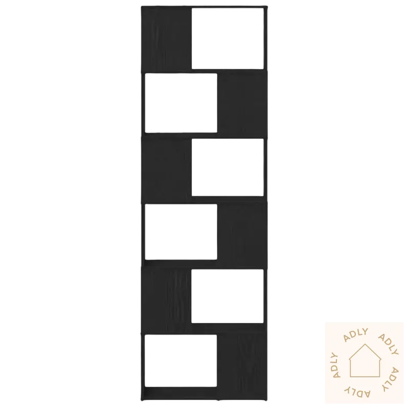 Svart eik klassisk bokhylle med geometrisk design og romslige hyller