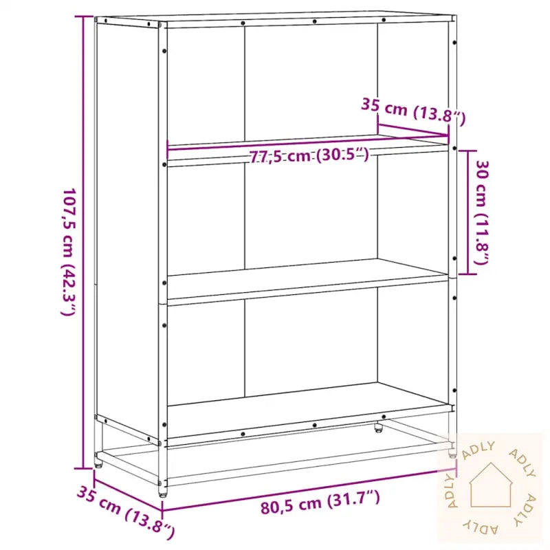 Bokhylle Svart 80,5X35X107,5 Cm Konstruert Tre