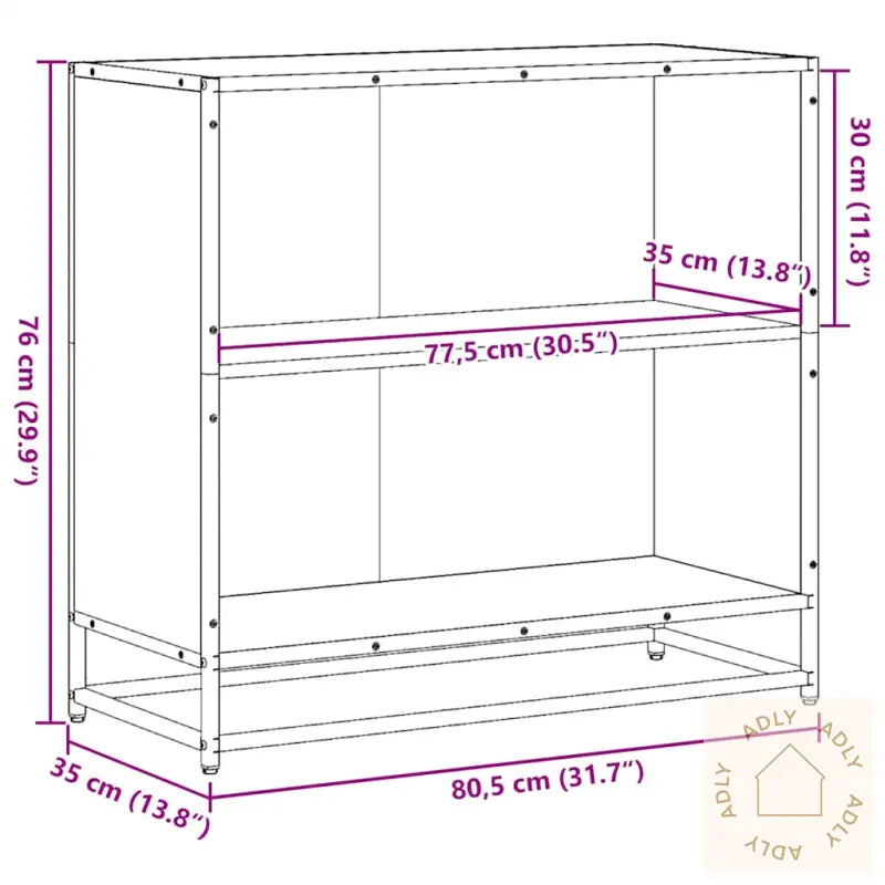 Bokhylle Svart 80,5X35X76 Cm Konstruert Tre