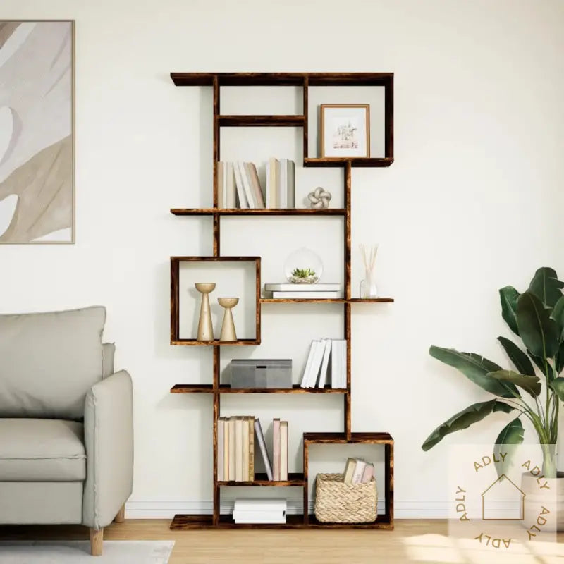 Bokhylle Røkt Eik 92X29X188 Cm Konstruert Tre