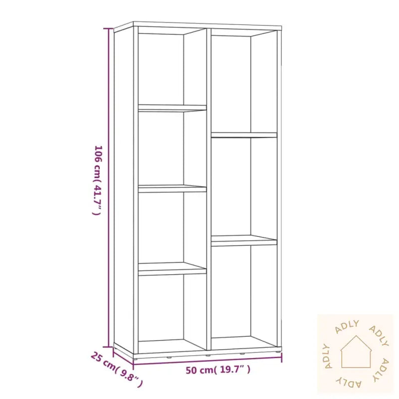 Bokhylle Grå Sonoma 50X25X106 Cm