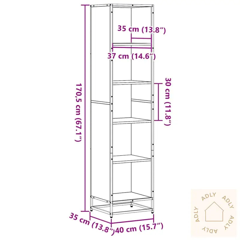 Bokhylle Svart 40X35X170,5 Cm Konstruert Tre